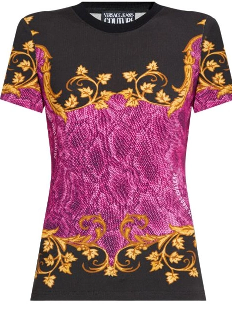 Cheap Jeans Versace T-shirt Couture snakeskin-print Women 0731